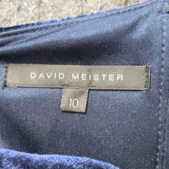 Vintage David Meister Navy Blue Velvet Bow One Shoulder Dress Size 10 Medium M - Picture 5 of 7